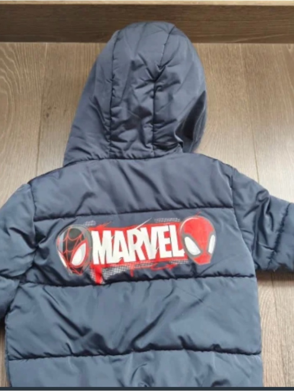 Marvel Navy and Red Spider-Man Quilted Hooded Puffer Jacket - Picture 2 of 3